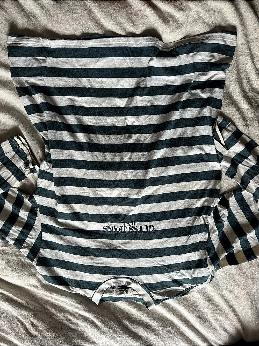 Juicy Couture Striped Tee in Gray & Green Size Small